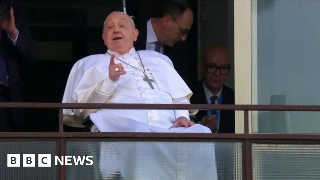 Pope Francis makes first appearance from Rome hospital